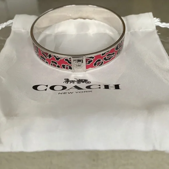 Coach | Jewelry | Coach Floral Bangle Bracelet Silver With  display picture 3